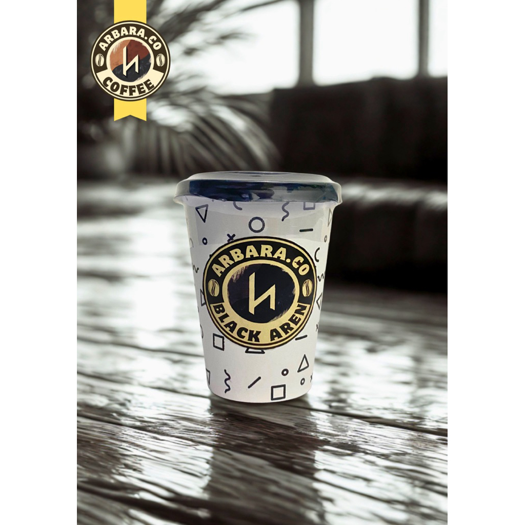 [KOMPOSISI RACIKAN TERBARU] Kopi bubuk Hitam Gula Aren Paper Cup 8oz ARBARA.CO - Kopi Kekinian Siap 