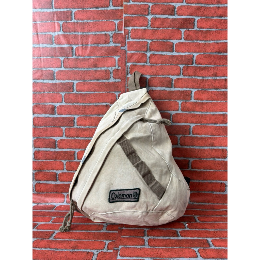 TAS RANSEL WAISTBAG PRIA COLEMAN DENIM SECOND BRANDED CREAM