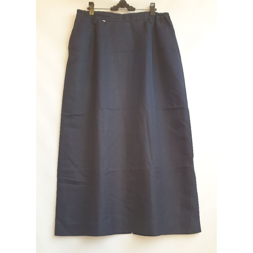 Rok Panjang A-Line Polos Basic Formal Kerja Kantor Warna Navy Dark Blue Like New Preloved PL Prelove