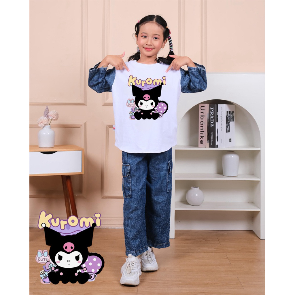 New Setelan Anak Perempuan Levis Cargo Baju Kaos motif Baju Anak Kekinian 2025 Setelan Anak Perempua