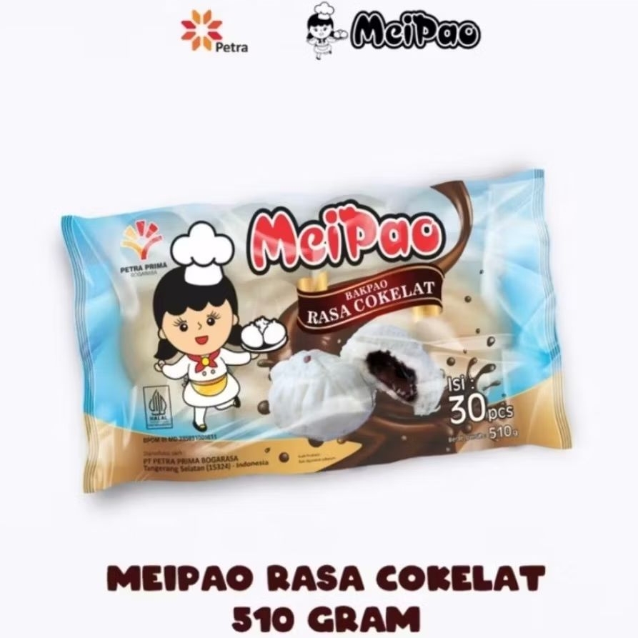 

GEBOOOY MEIPAO Bakpao Cokelat 510gr isi 30pcs Minipao/Bakpao/Mipao Halal Enak Roti Kukus Empuk