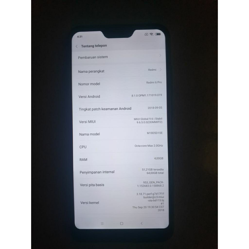 HP MURAH Redmi 6pro 4/64 normal tinggal pakai mesin segel