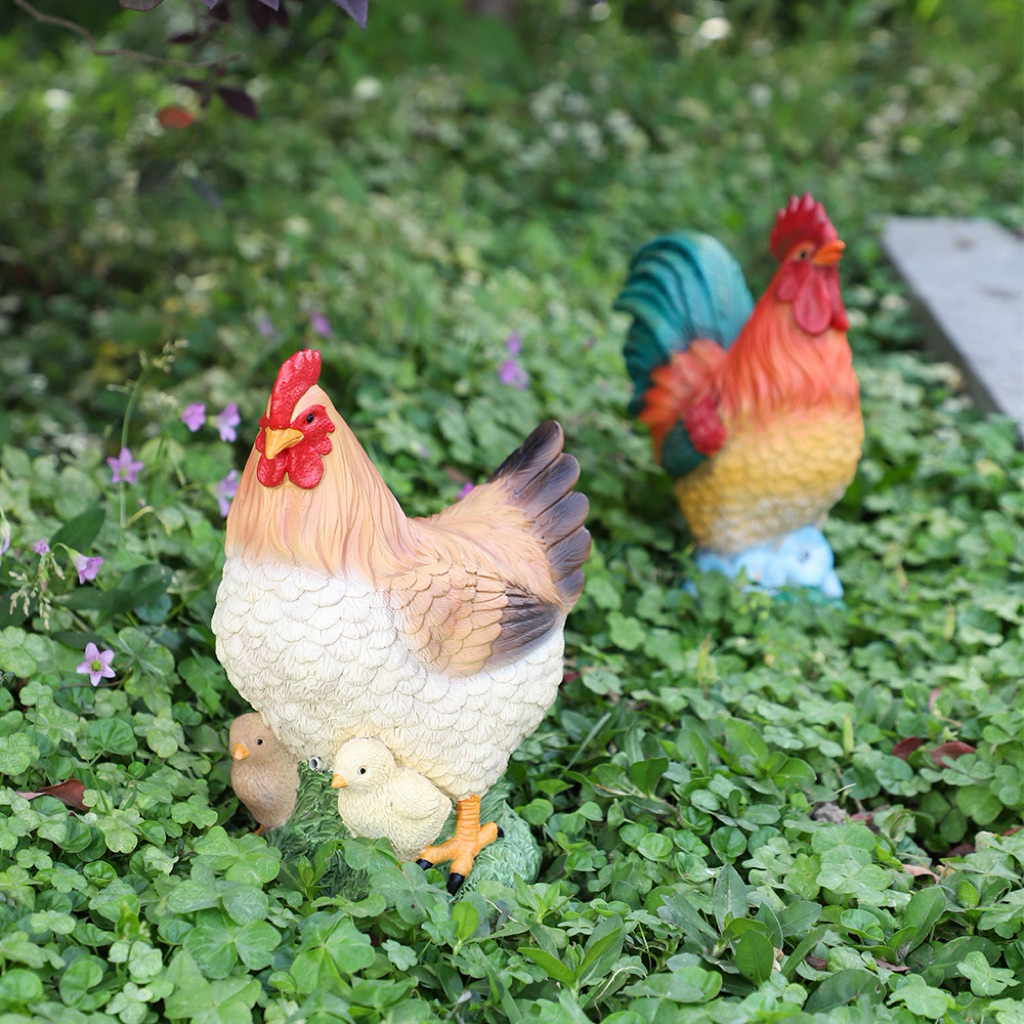 Patung Ayam Hiasan Taman Dekorasi Resin / Patung Ayam Lucu Patung Resin / Hiasan Taman Kebun