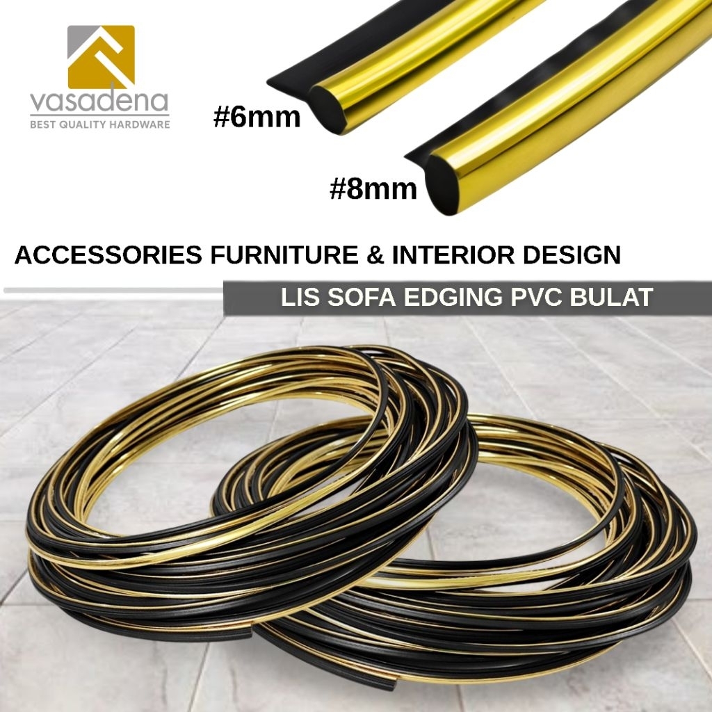 LIS SOFA GOLD BULAT / HARGA PER 5/10/20 METER / LIST SOFA EDGING PVC / LIS SOFA GOLD / LIS PVC DIVAN