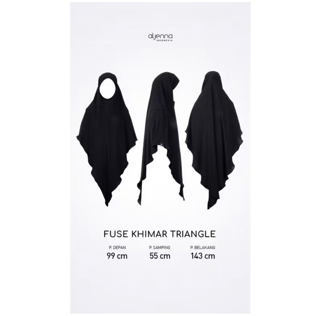 Preloved Aljenna Fuse Khimar Triangle Jetblack Premium