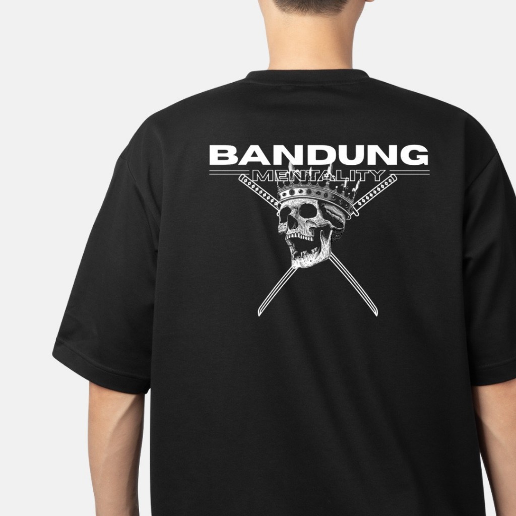 Tren  Baju Kaos Sablon Pria Bahan Tebal 30s / Baju Sablon BANDUNG Warna Hitam navy putih
