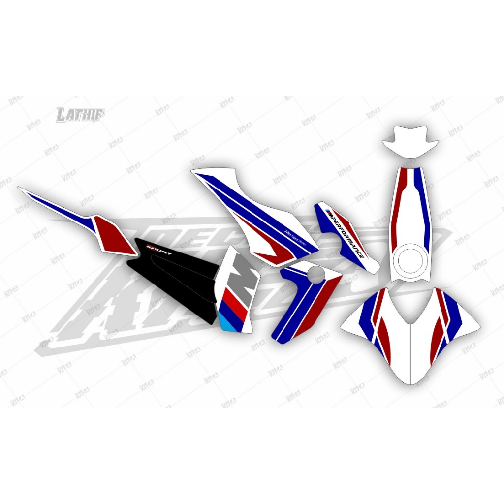 Decal striping yamaha byson karbu stiker byson karbu custom Palang Merah Indonesia D-BYSON KARBU-005