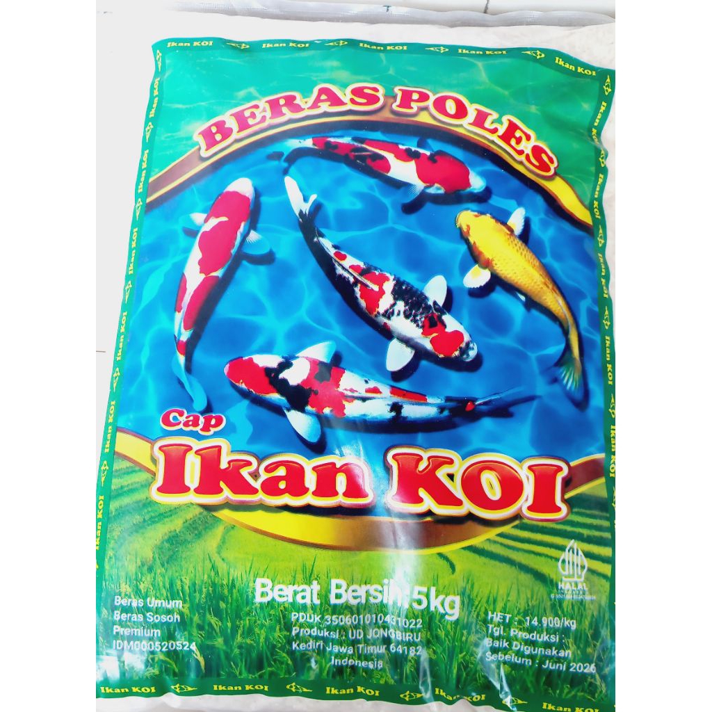 

Beras koi 5kg beras cap ikan koi