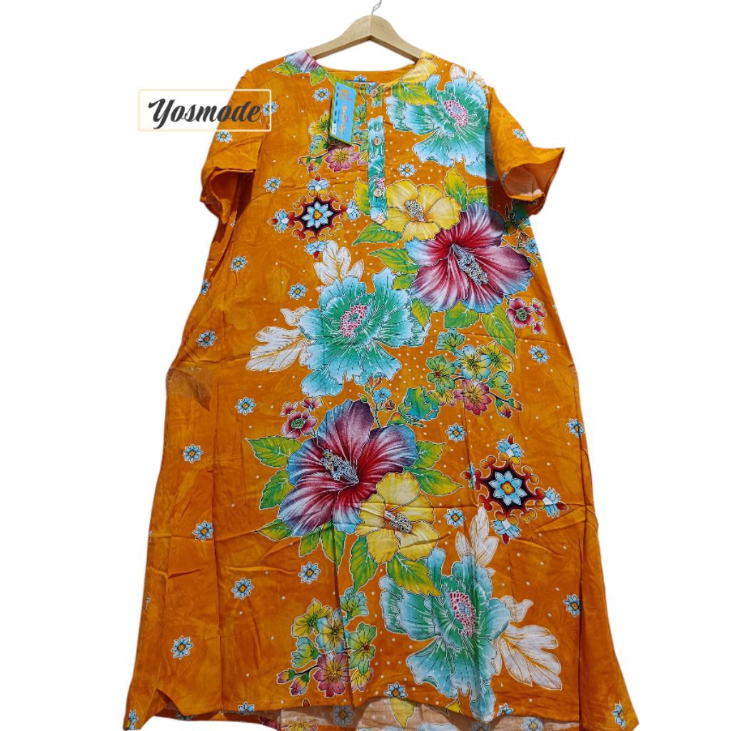 DASTER BATIK KENCANA UNGU KENCANA UNGU DASTER KENCANA UNGU LEBEL BIRU BATIK KANCING BUNSUI  GROSIR D