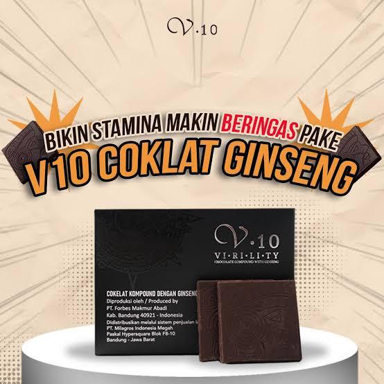 

Coklat V.10 V10 Virility Ginseng 1 Box isi 5 sachet Coklat Vten Coklat Pria dan Wanita Original.