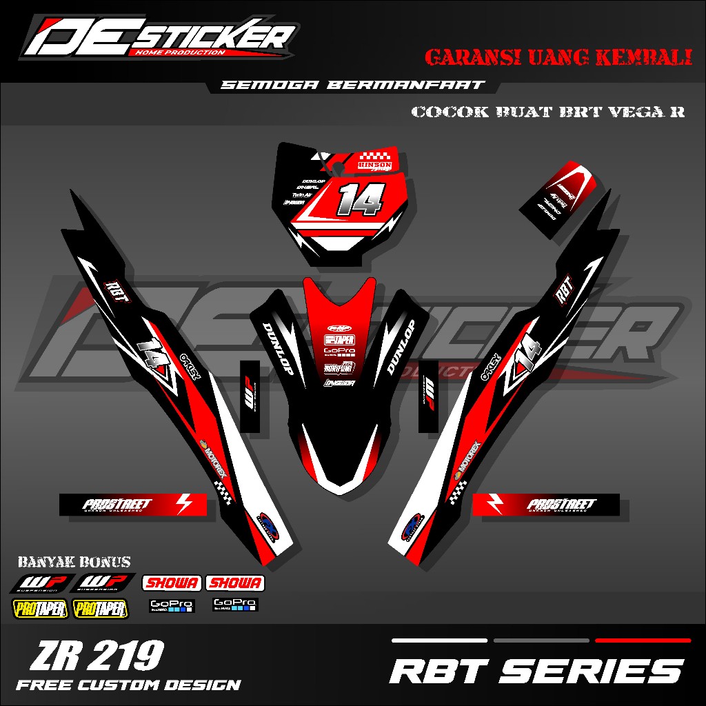 ZR219 Stiker Rbt/gtx VegaR Stiker Striping Motor Rbt Bebek Modif Terbaru Yz Crf Klx Ktm Rbt Gtx Terb