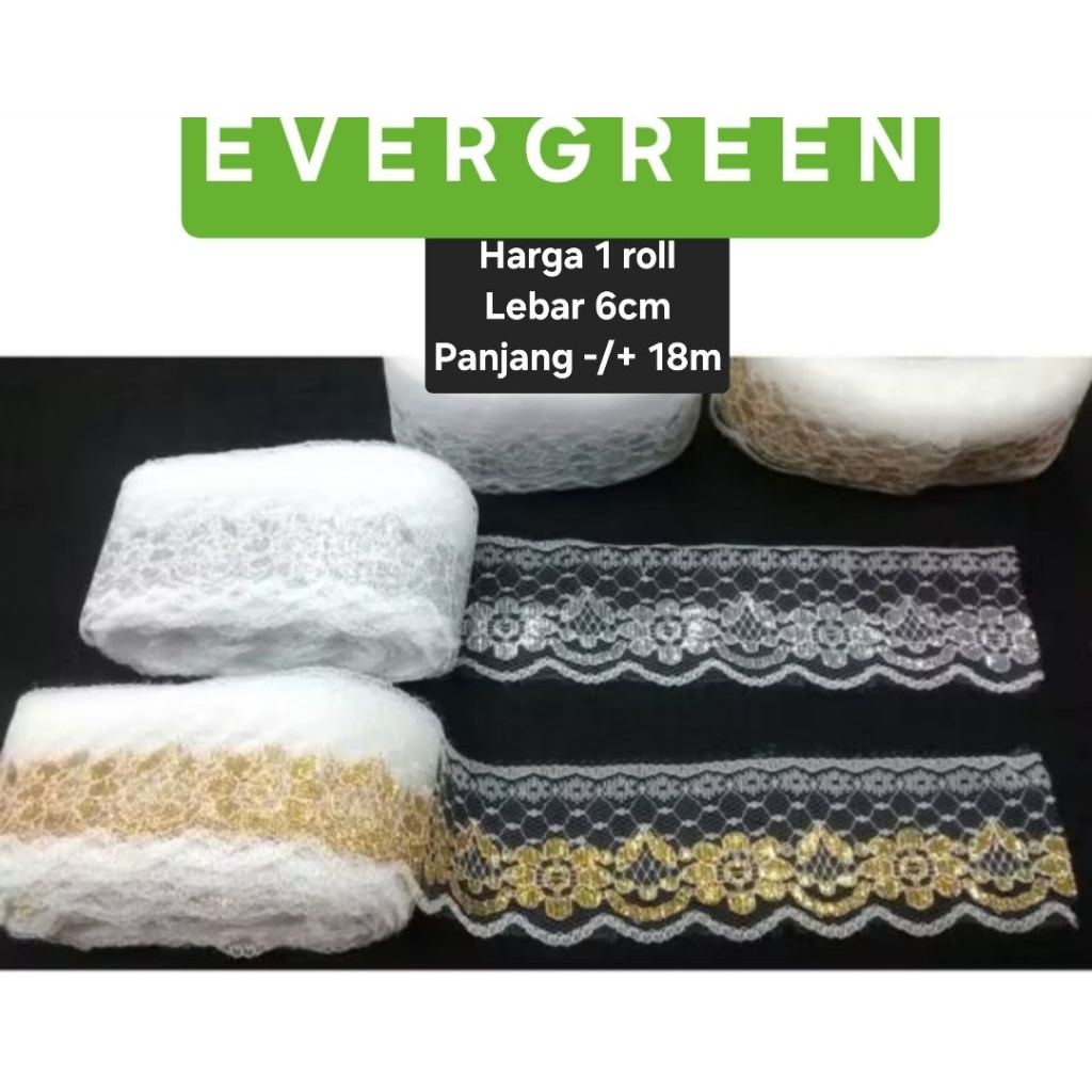ROLL RENDA AIR BUNGA Lebar 6cm | Renda Bunga Renda Souvenir Renda Kado