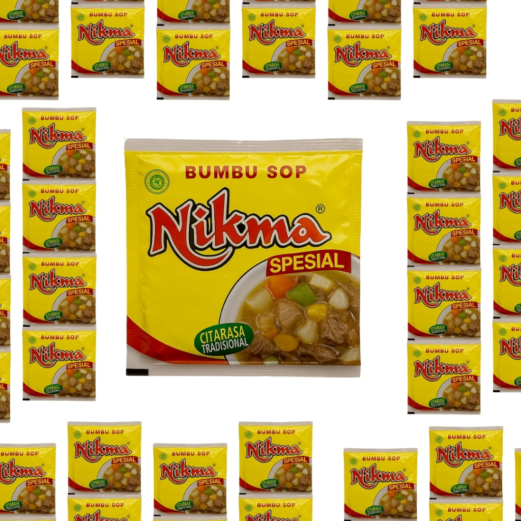 

Bumbu Sop NIKMA 12 Sachet Isi 1 Renceng Halal Higienis Resep Asli Padang
