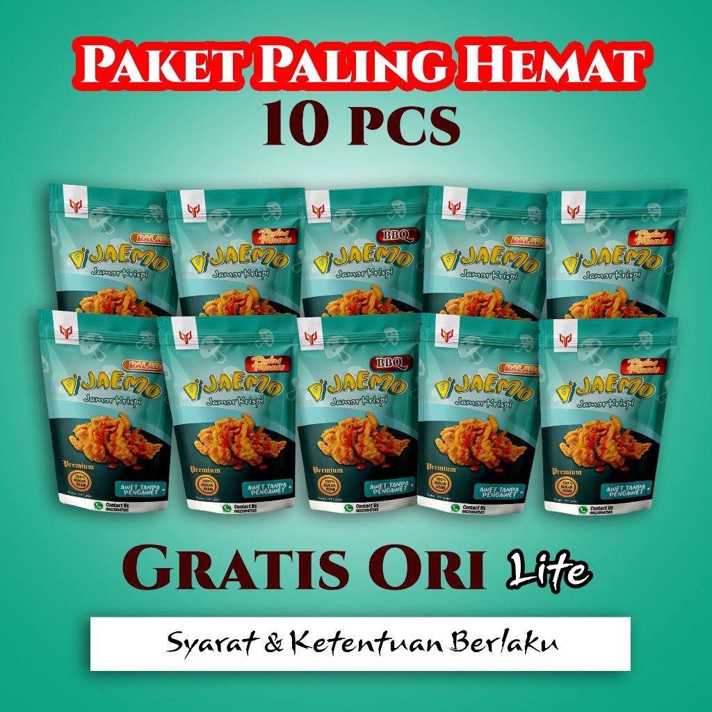 

Paket Super Hemat 10 Pcs Jamur Krispi D’Jaemo