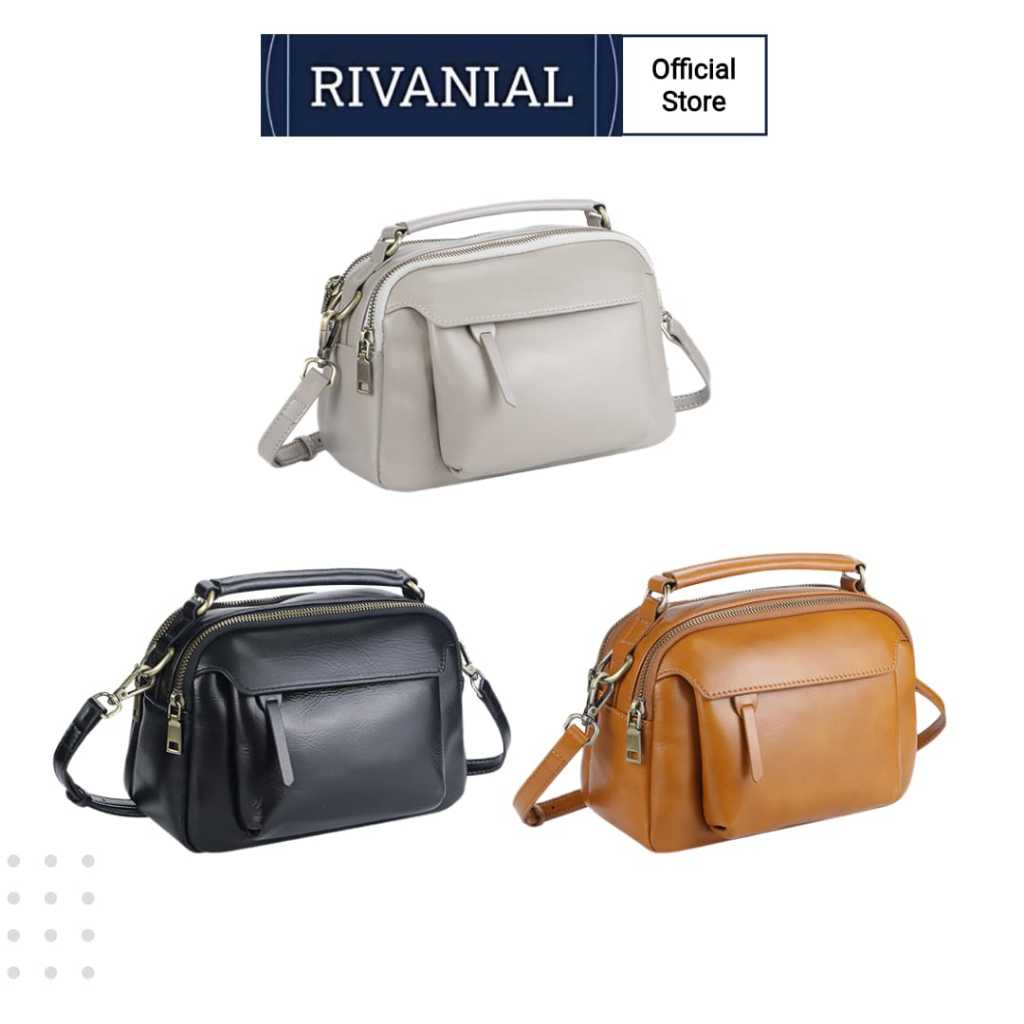 RIVANIAL Tas Selempang Wanita Kulit- Tas Selempang Wanita Elegan- Tas Kulit Wanita