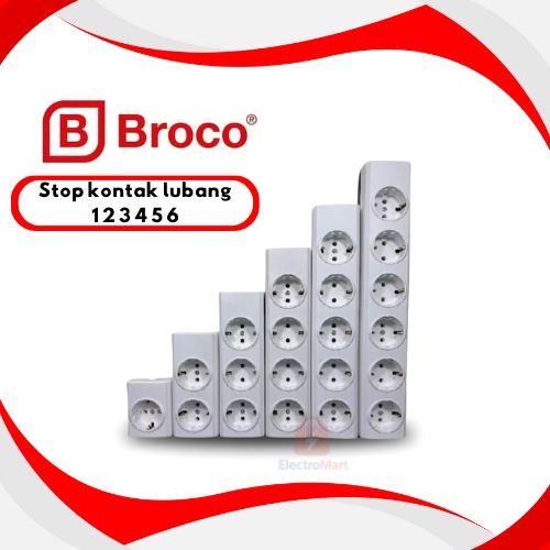 BROCO stop kontak lubang 1 2 3 4 5 6 original asli - BROCO STOP KONTAK MULTI OUTLET 1 2 3 4 5 6 LUBA