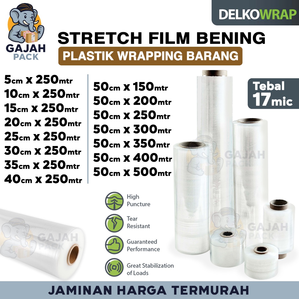 Plastik Wrapping STRETCH FILM BENING Bungkus Wrap Barang Premium Tebal Delkowrap Termurah / SATUAN