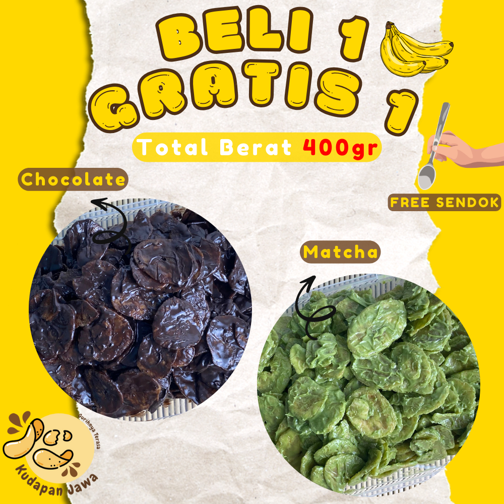 

KUDAPAN JAWA - Paket 400 Gram Keripik Pisang Full Coklat Lumer Melted Choco Banana Chips