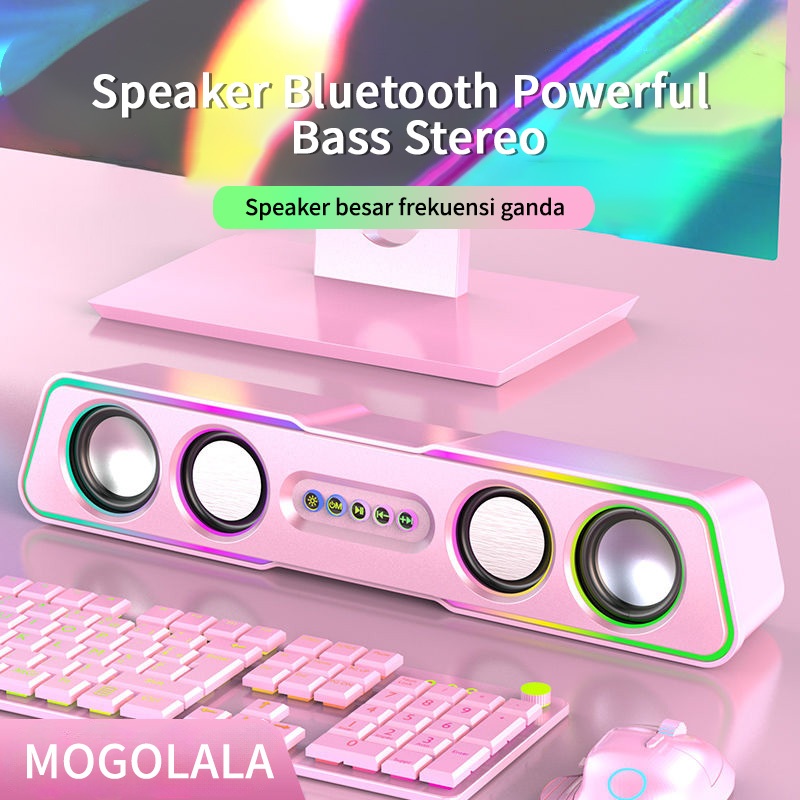 Speaker komputer desktop MOGOLALA, Speaker Portable Bluetooth LED Stereo Bass Effect With Super Bass