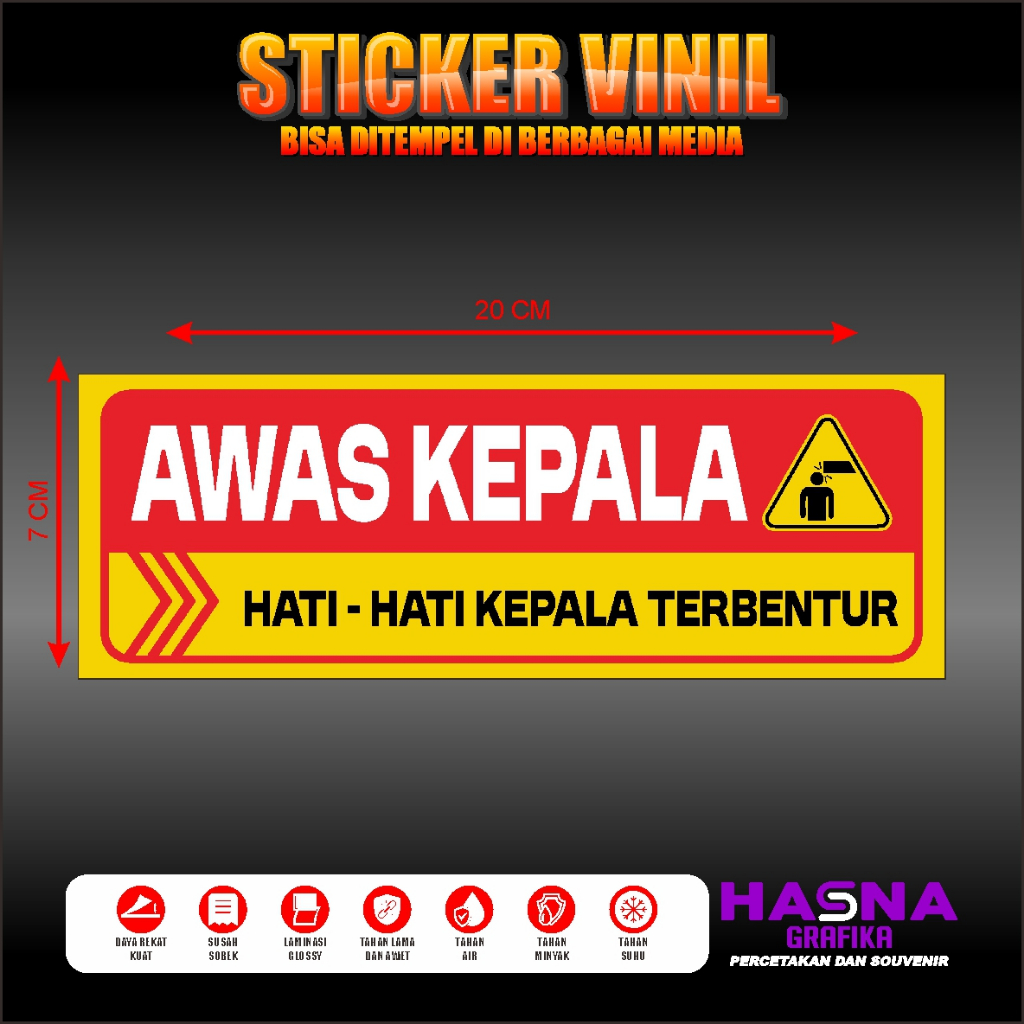 

Sticker Peringatan / Stiker Informasi Awas Kepala Terbentur