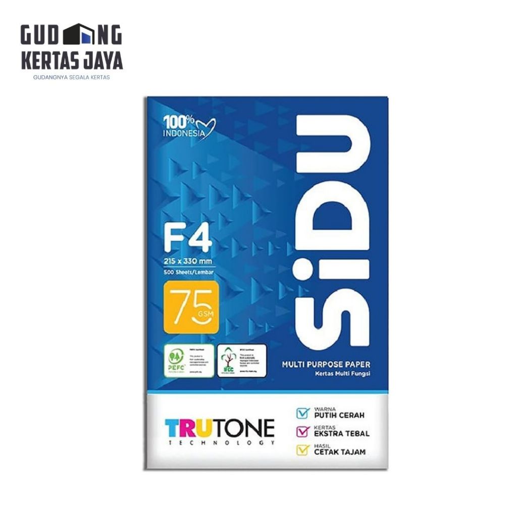 

KERTAS HVS F4 75 GRAM SIDU SINAR DUNIA 1 RIM 500 LEMBAR