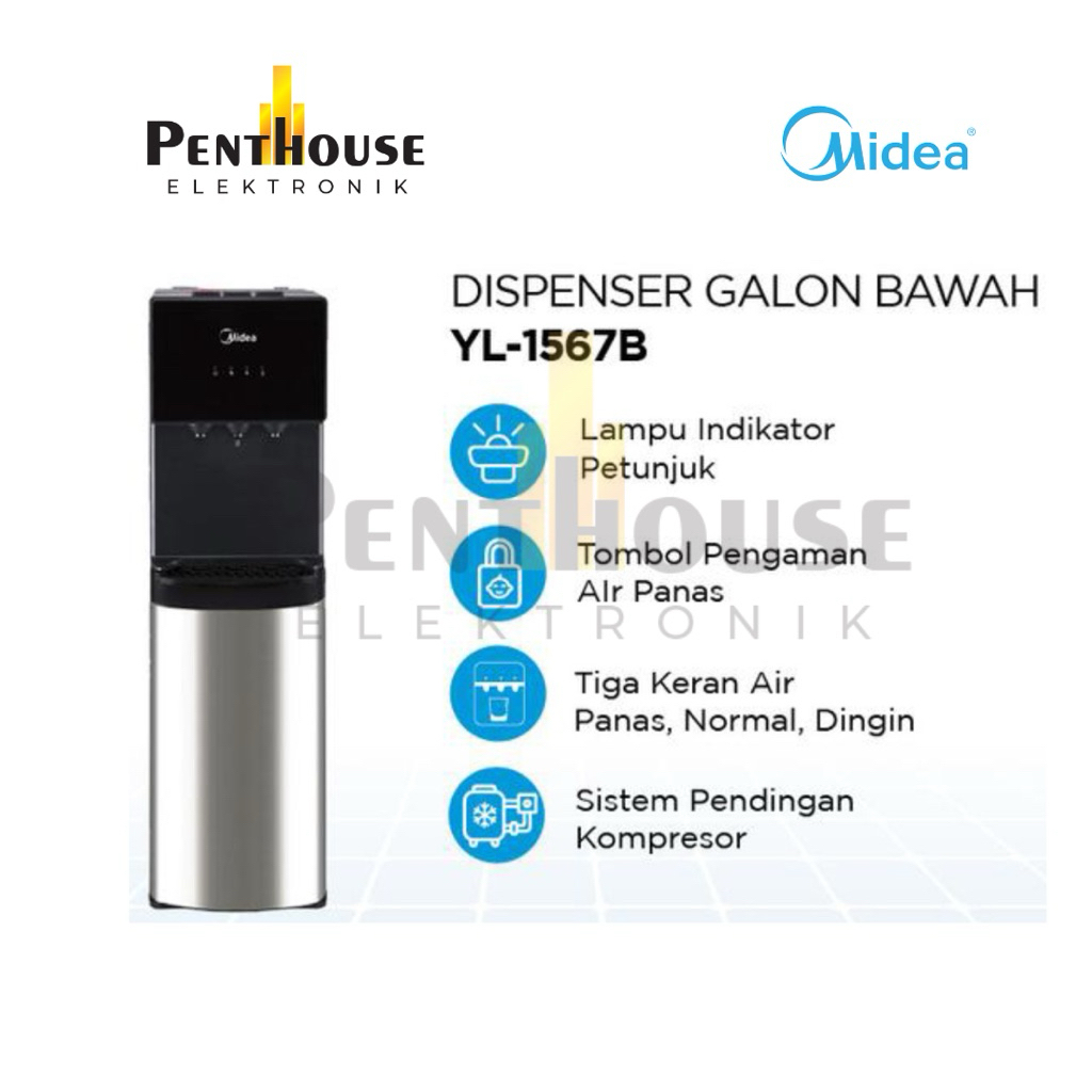 Midea Dispenser Galon Bawah YL1567B / YL 1567B Kompressor Low Watt