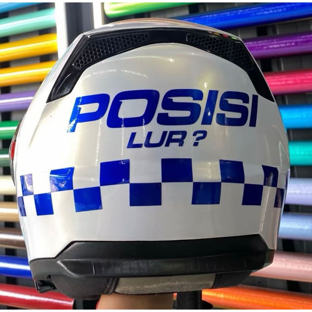 JUPANDESIGN STICKER HELM KOTAK CATUR&TULISAN POSISI LUR