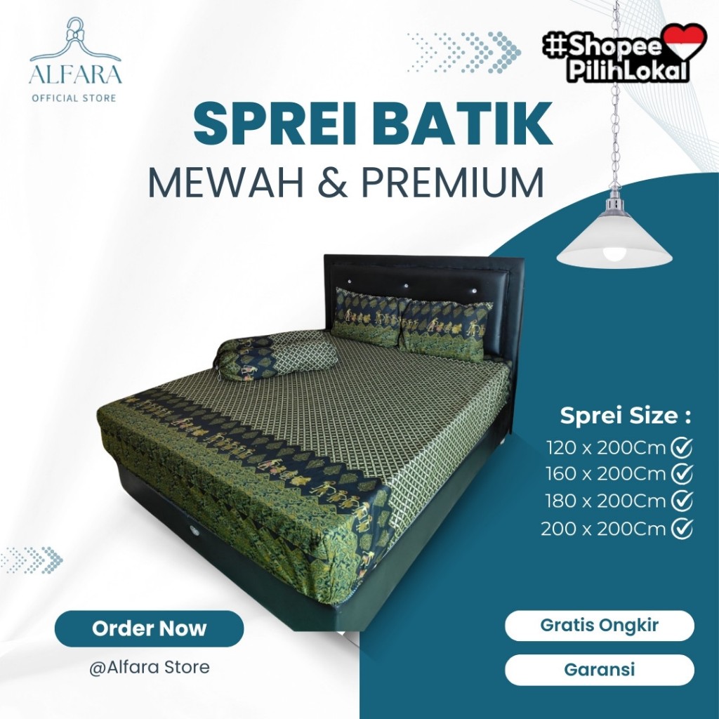 SPREI MOTIF BATIK WAYANG JADUL ADEM TINGGI 30 CM ANTI GESER 200/180/160/120 x 200