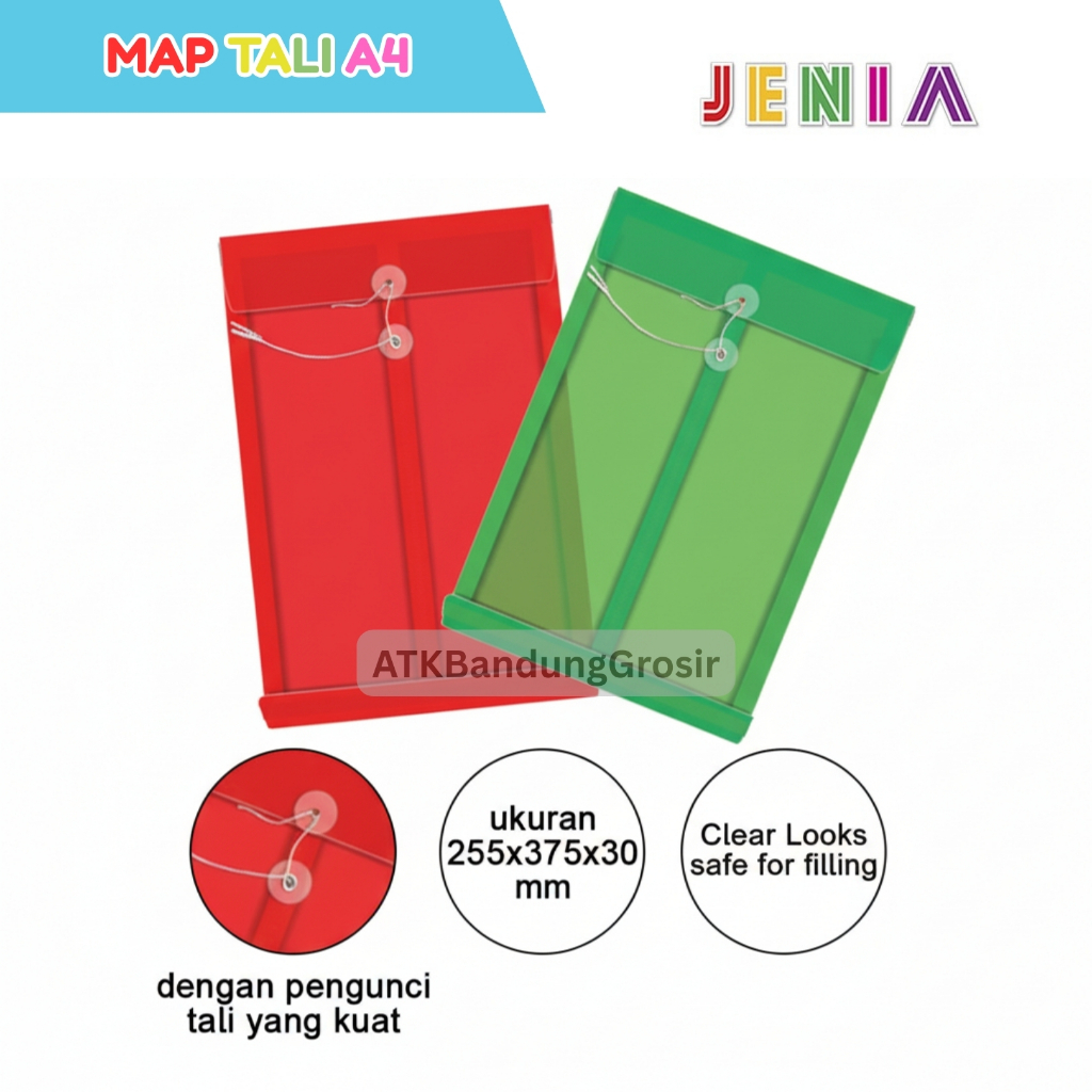 

Map Tali Dokumen File Merek Jenia Folio Map Tali Plastik Transparan - SATUAN
