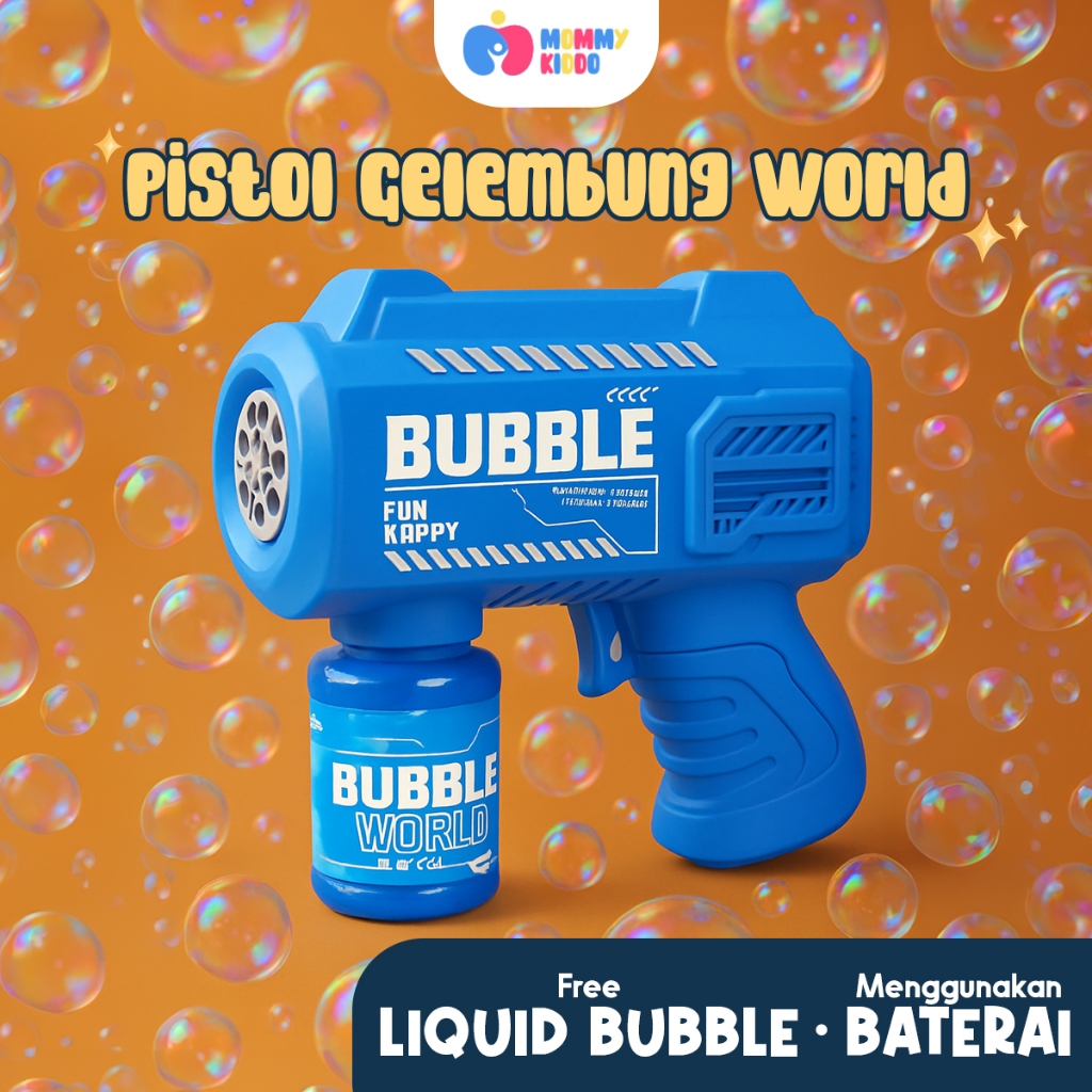 MOMMYKIDDO Mainan Gelembung Pistol Bubble Sabun Otomatis Anak Besar Tembakan Balon