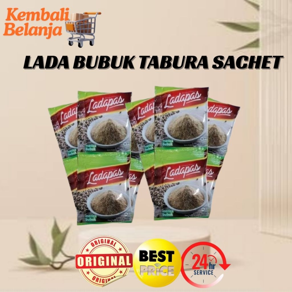 

Lada Bubuk Ladapas Tabura 1 Sachet/ Merica Bubuk Tabura/ Merica Bubuk/ Bumbu Masak Praktis