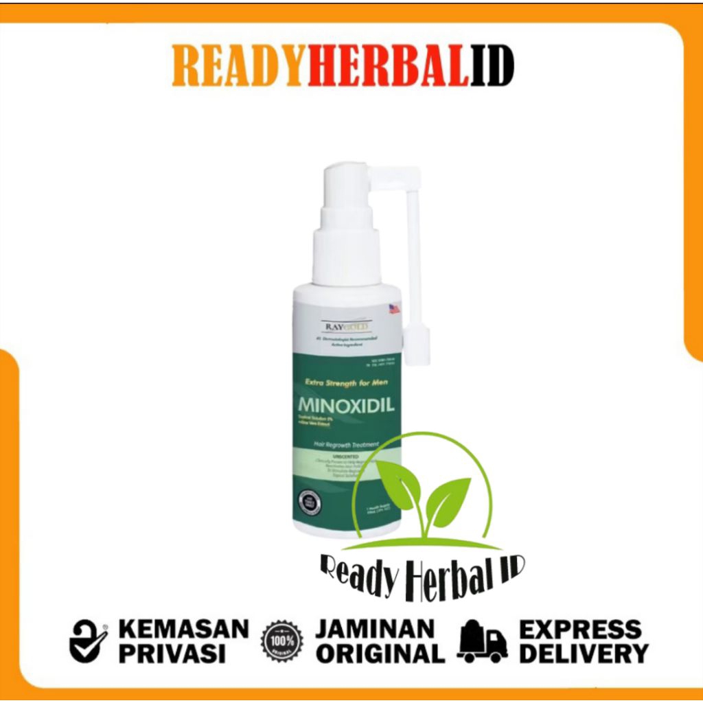 MINOXIDIL Aloe Vera 5% penumbuh rambut & brewok with for MEN made in USA - RAYGOLD - MINOX MINOKSIDI
