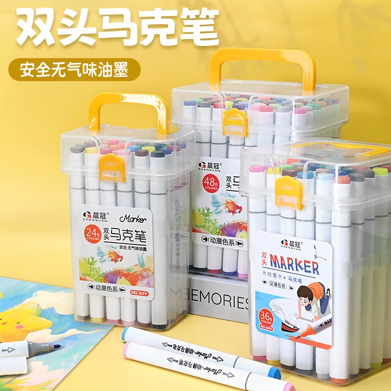 

Spidol Berbasis Air 12/24/36/48 Warna Minyak Ujung Ganda Set Lengkap Spidol Anak Pensil Cat Air Set Warna