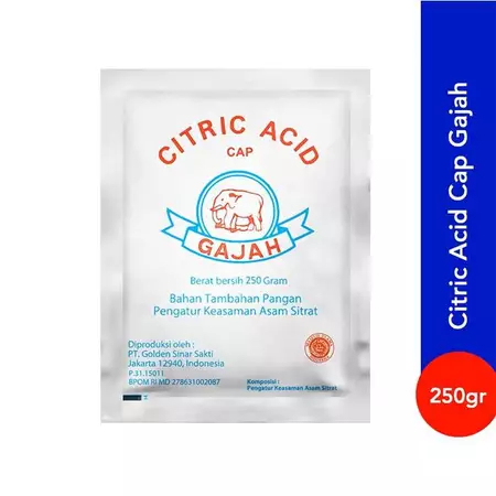 

Sitrun Citric Acid Cap Gajah 250 Gr Food Grade BPOM Halal 100% Original Pembersih Serbaguna.