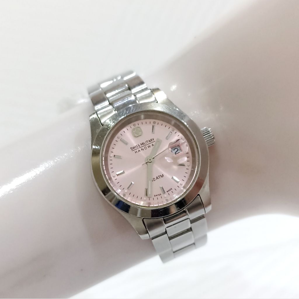 Jam Tangan Swiss Military Hanowa Datejust Pink Quartz Watch Wanita Cewek Cantik Keren Murah Original