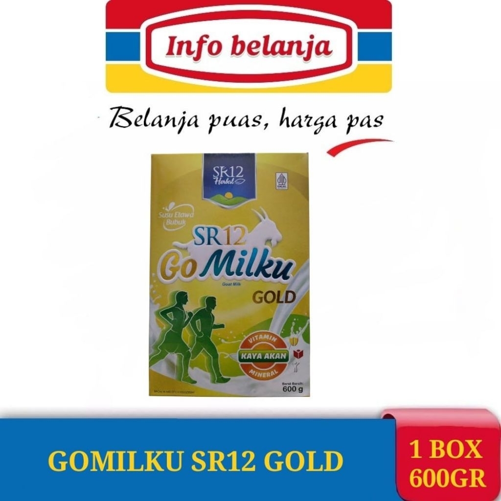 

GO MILKU SR12 GOLD SUSU KAMBING ETAWA 1 BOX 600 GRAM SR12 GOMILKU ASLI