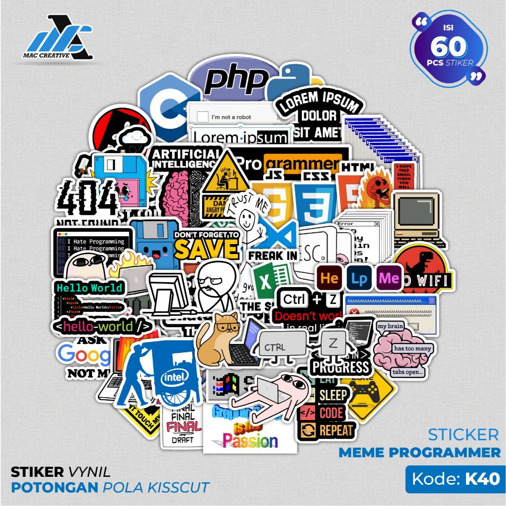 

Stiker Pack Internet Meme Waterproof Aesthetic - Sticker Anti Air Untuk Helm Laptop HP 60 pcs - K40