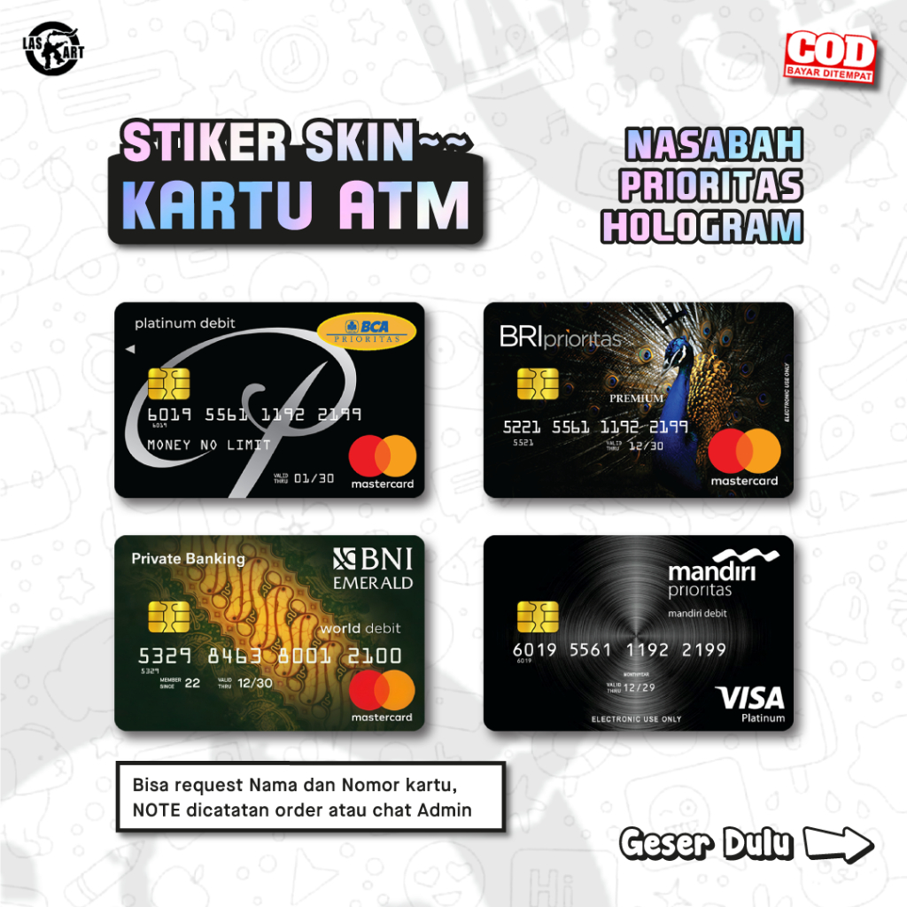 HOLOGRAM STIKER ATM NASABAH PRIORITAS || BCA || BNI EMERALD || BRI || MANDIRI || GARSKIN ATM VINYL