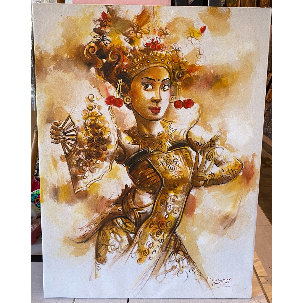 Dijual Lukisan Legong Oleg Bali, lukisan Canvas, Lukisan Bali