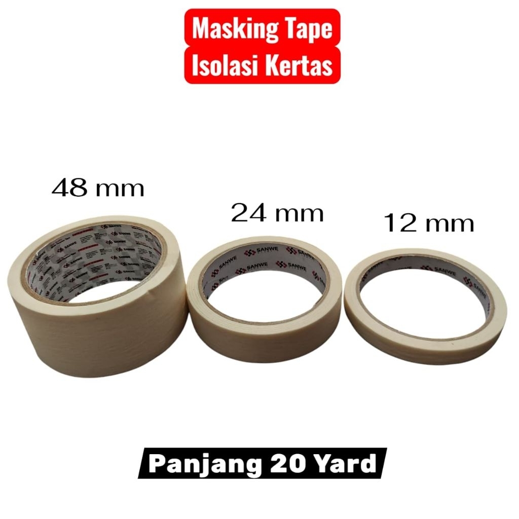 

isolasi kertas / masking tape / solasi kertas besar berbagai ukuran