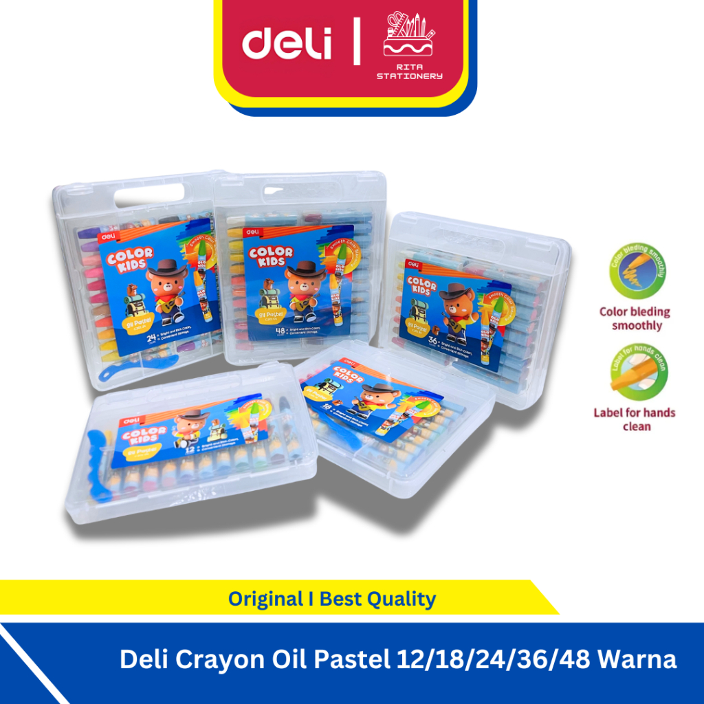 

Deli Crayon Oil Pastel 12 / 18 / 24 / 36 / 48 Warna Anak - EC201XX