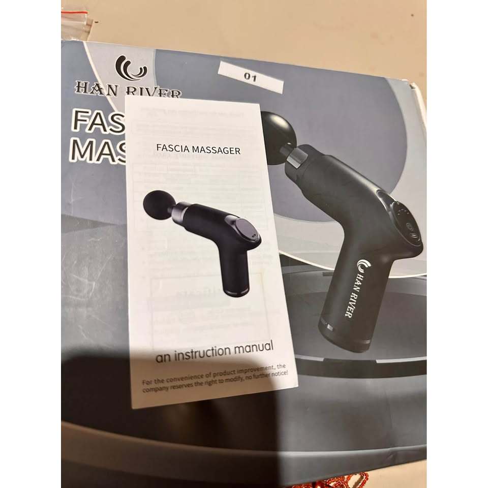 HAN RIVER Alat pijat MASSAGE GUN - DEEP TISSUE MUSCLE MASSAGER GUN-HITAM (THIRFT)