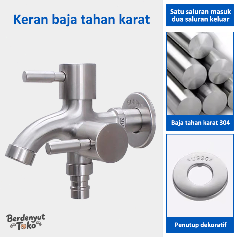 【COD】 Kran Cabang Shower SUS 304 Kran Shower 2 Cabang  Dalam Dinding 1/2"Hitam Perak
