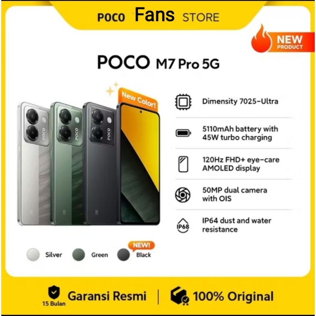 Poco M7 Pro 5G NFC ram 8+8/256 Gb  baru segel Garansi Resmi
