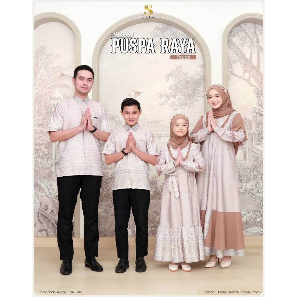 (PO WAJIB DP) SARIMBIT KELUARGA PUSPA RAYA FAMILY SERIES COUPLE SET SS HIJAB