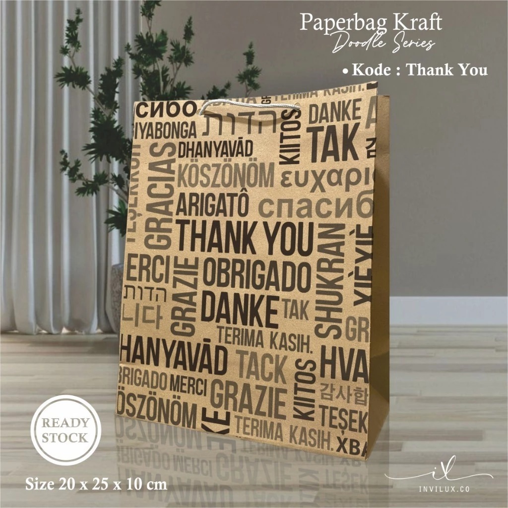 

[12 PCS] PAPER BAG POLOS /MOTIF READY STOK –TAS SOUVENIR HAJATAN AESTHETIC – MOTIF THANK YOU