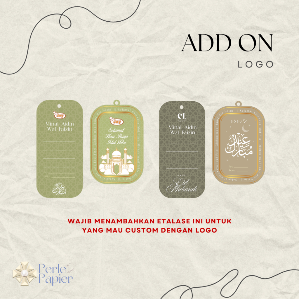 

ADD ON LOGO (CUSTOM LOGO) UNTUK TEMPLATE HANG TAG, PAPER BELT, CARD, DLL
