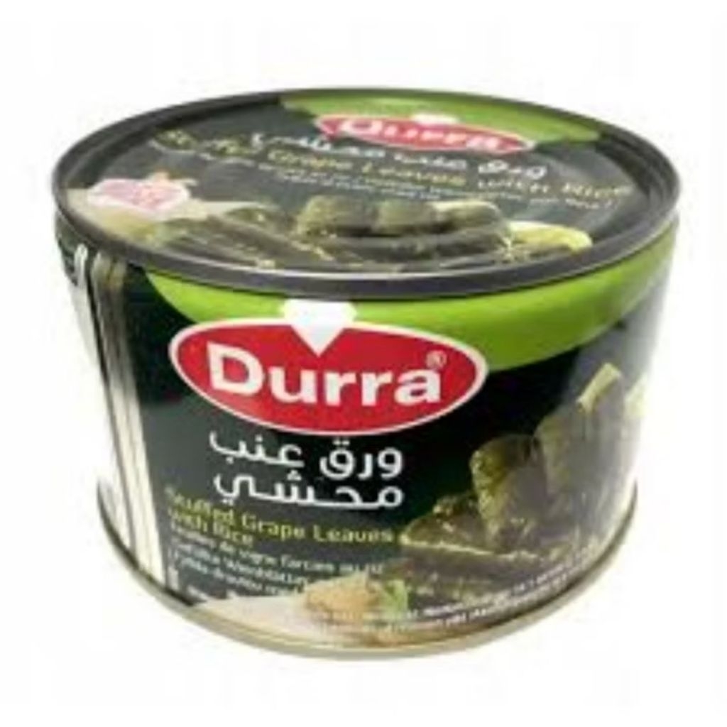

Stuffed Grape Leaves Daun Anggur Isi Nasi merk Durra 400gram Stuffed Vine leaves Grape Leaves with Rice Mahsi Wariqinab
