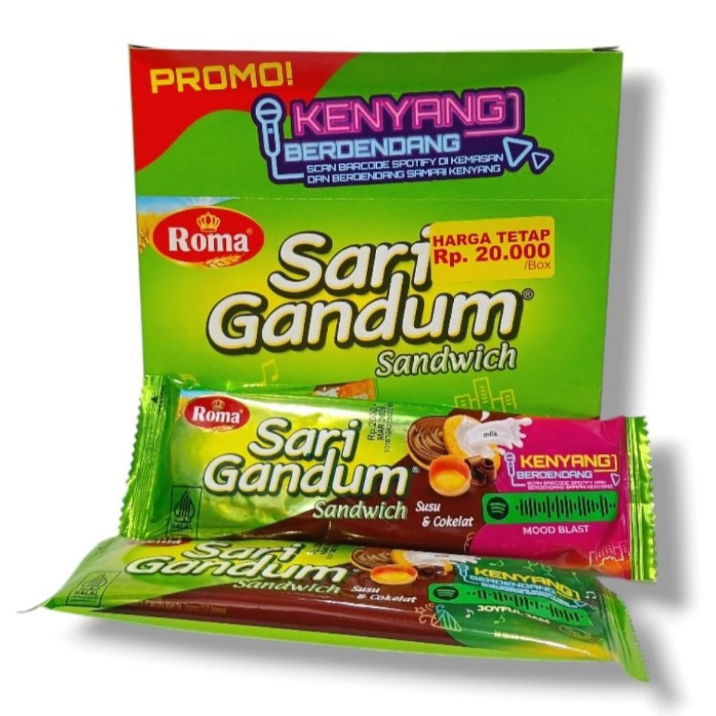 

Roma Sari Gandum Sandwich Box isi 12 Biskuit Satuan @27gr
