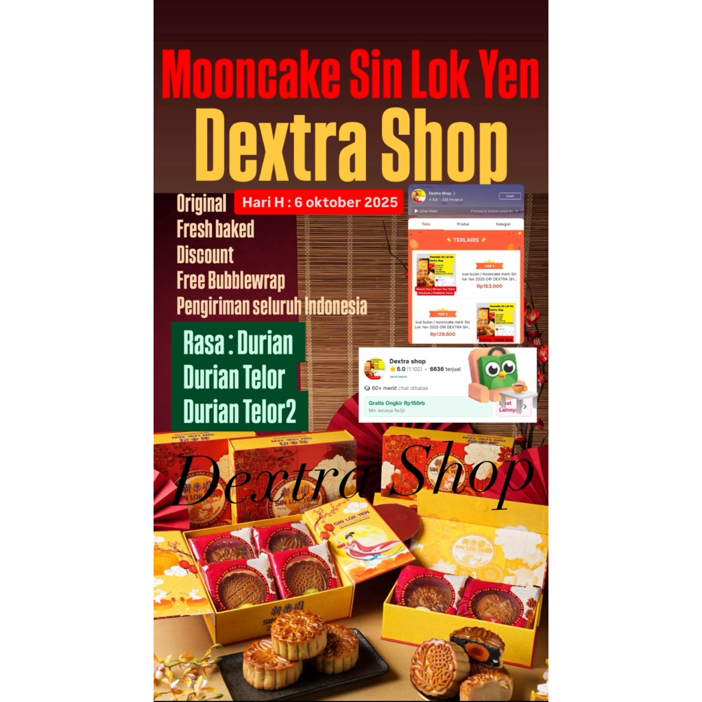 Kue bulan / mooncake sin lok yen 2025 ORI DEXTRA SHOP  rasa: Durian